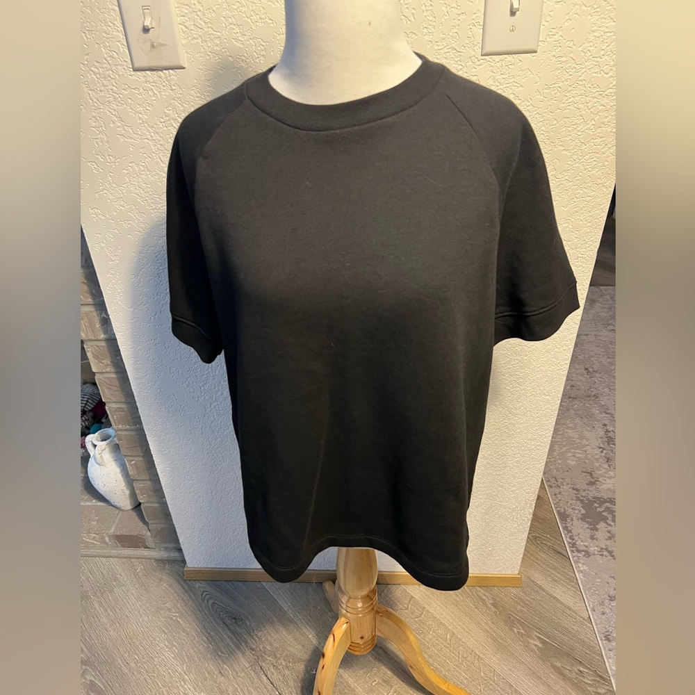 Victoria’s Secret Pink Black Short Sleeve Sweatshirt Size Small